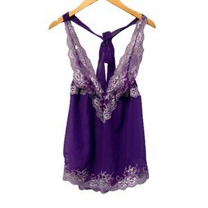 Victoria's Secret Royal Purple Lace Plunge V-Neck BabyDoll Size Large